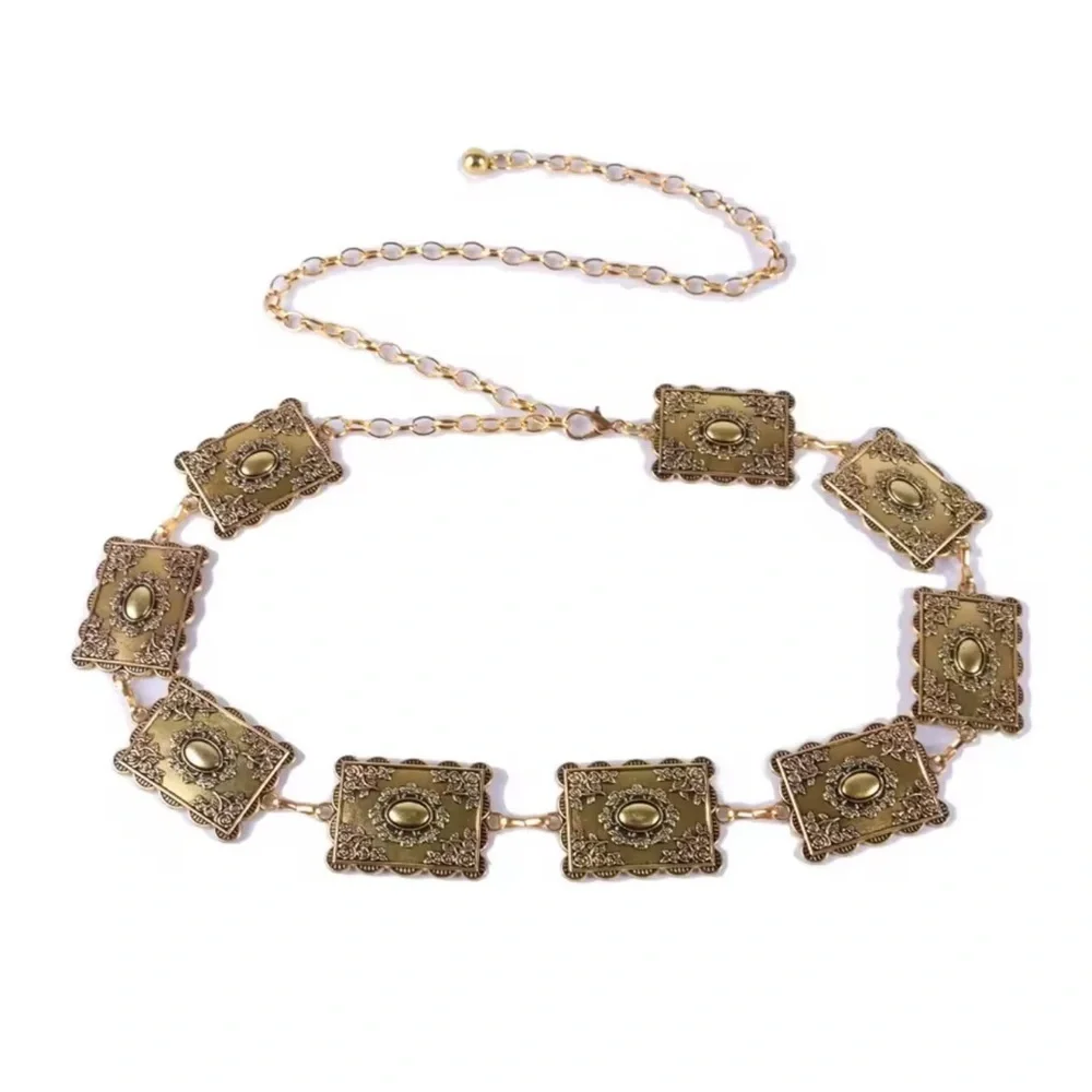 Antique Gold Filigree Medallion Chain Belt